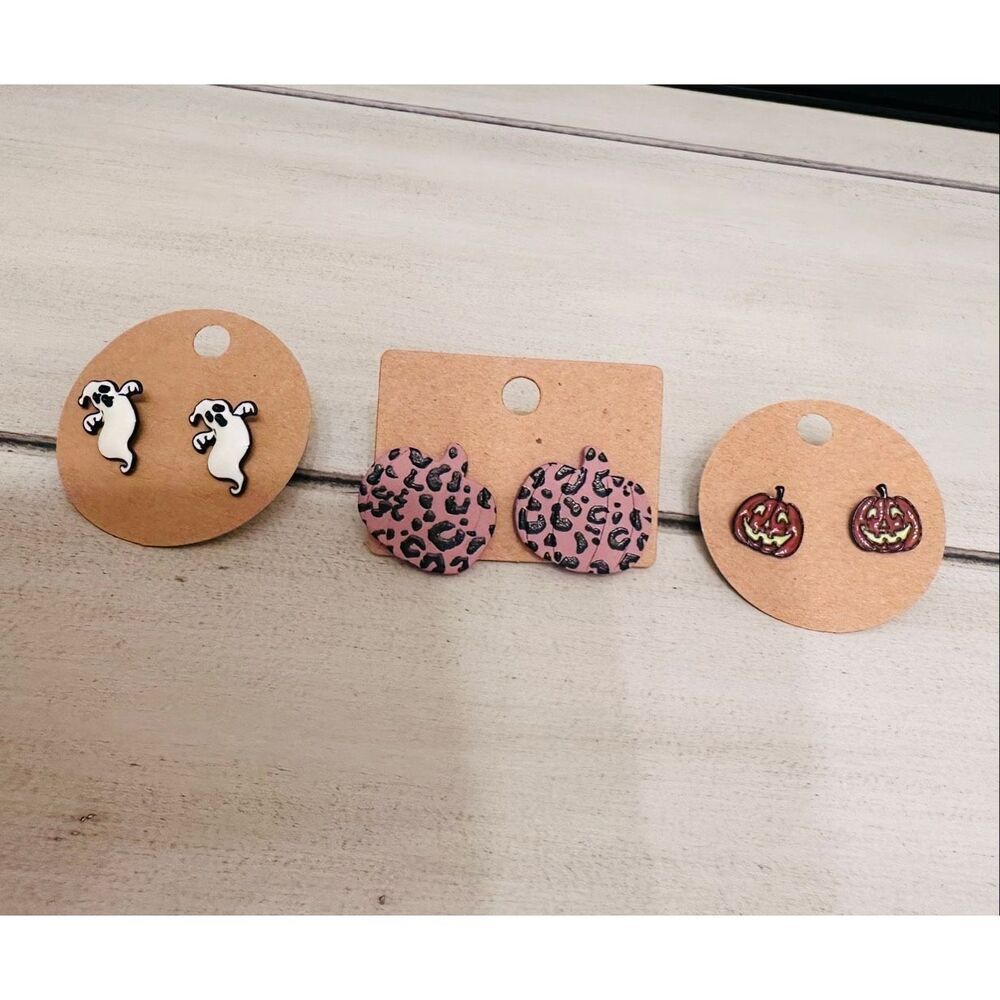 Halloween Earrings Ghost Pumpkin Jack o Lantern New 3 Pairs